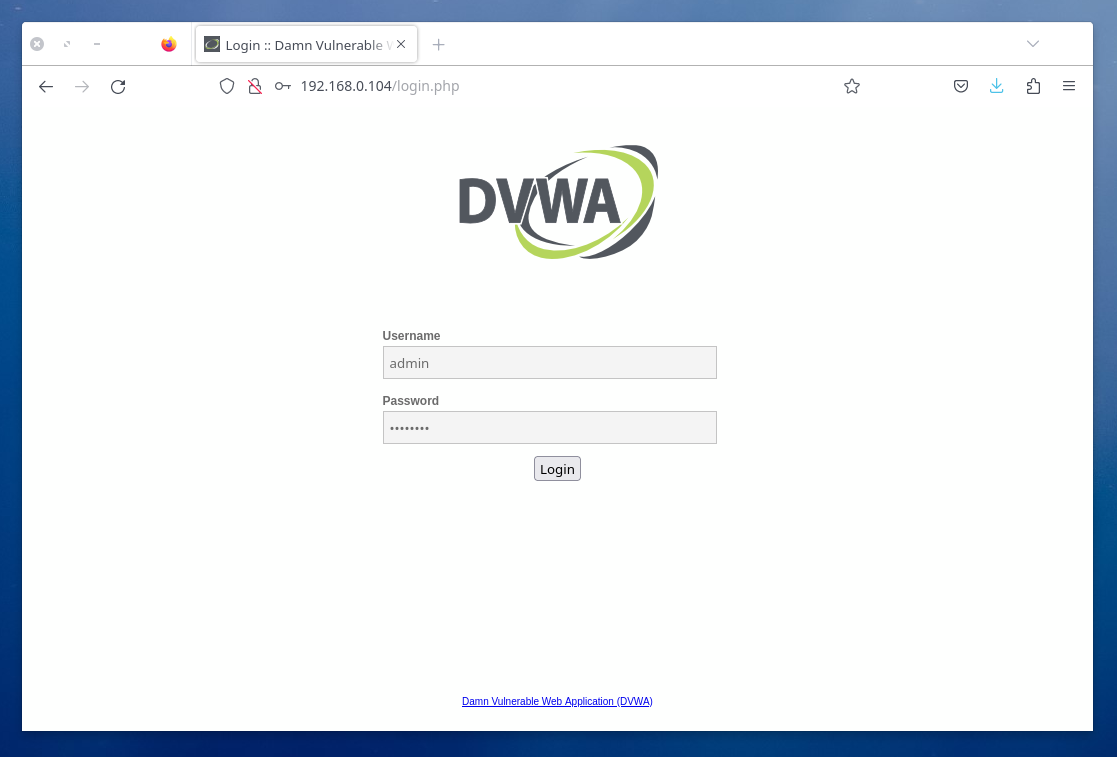 DVWA Login Page